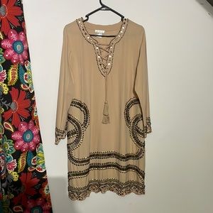 Tan beaded/sequin embellished dress